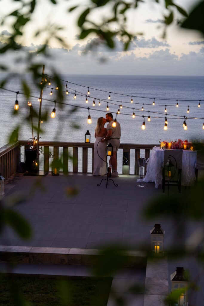 Couple enjoying romantic time from a distance